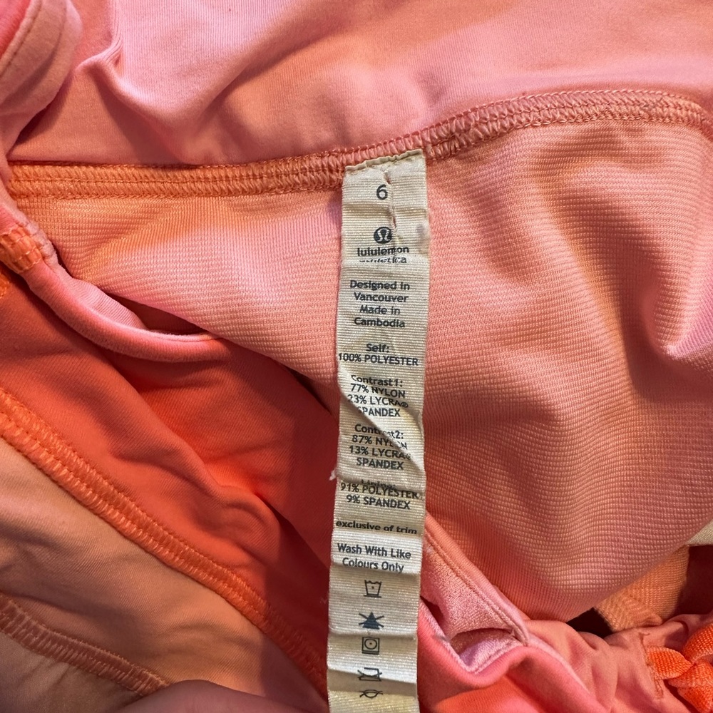 Lululemon gros gingham bleached coral speed short size 6 - Picture 4 of 5